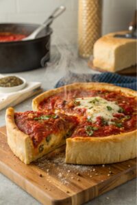 Homemade Chicago Style Deep Dish Pizza