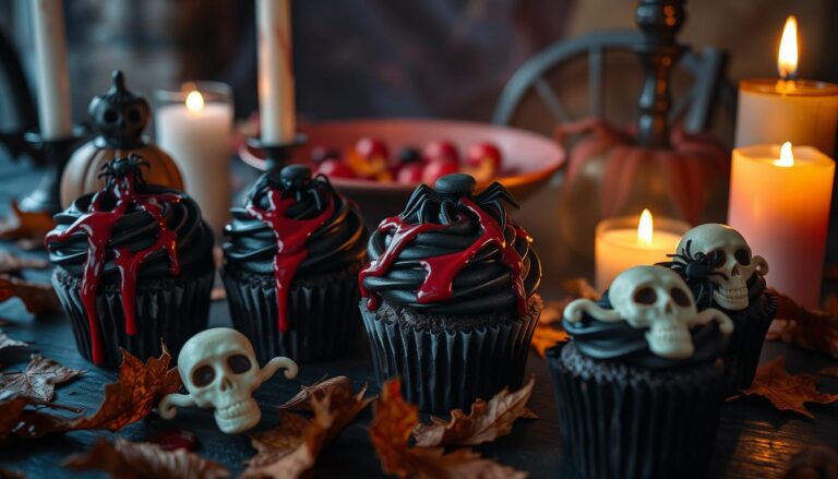 Bleeding Halloween Black Cupcakes